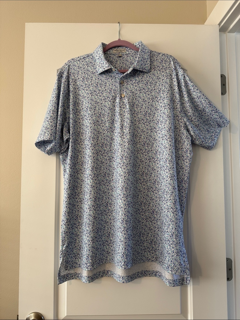 Peter Millar Men's Short-Sleeve Summer Polo - Light Blue & White